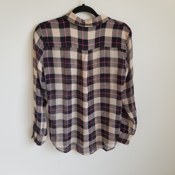 Equipment Femme 100% Silk Pink Tan & Black Blouse - Picture 7 of 8